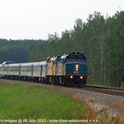 The Canadian - VIA 2 - Eastbound,  July 8th, 2023 - Edson sub MP 27.02 (RR13)